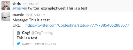 Successful Execution of the ``tweet`` Command from Cog